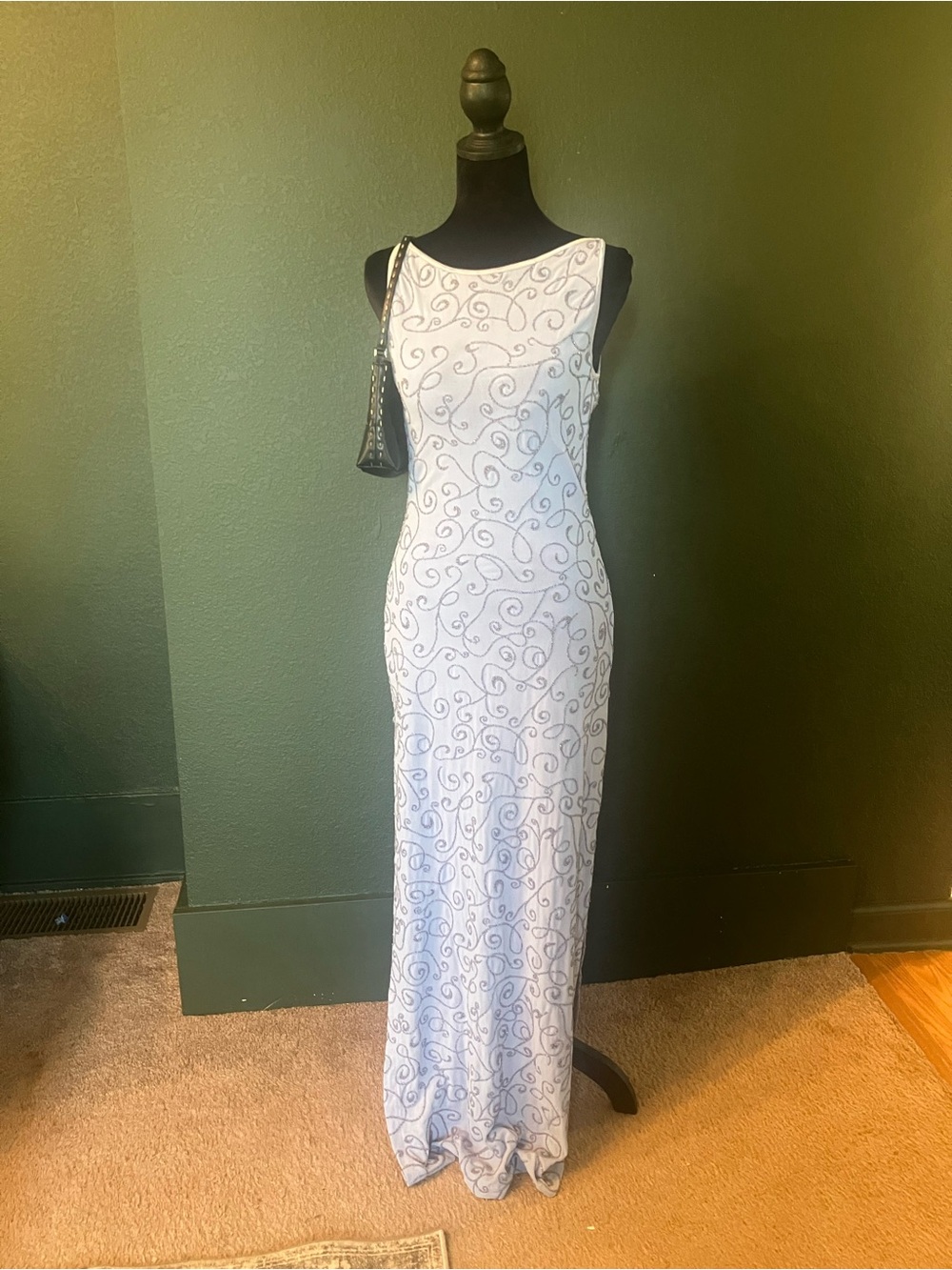 Alexia Admor blue Maxi Dress with Embellishment 90s vintage paper tag